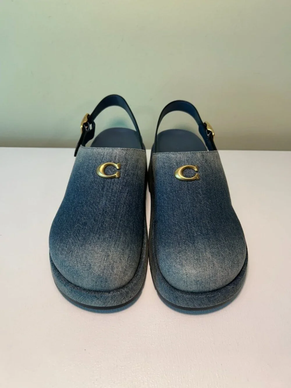 Coach Women's Sculpted C Platform Clog In Loved Denim